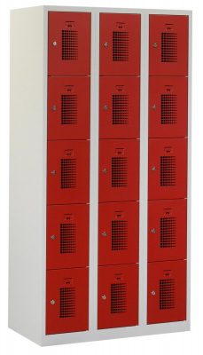 Premium locker 90cm breed, 3-koloms, 15-deurs