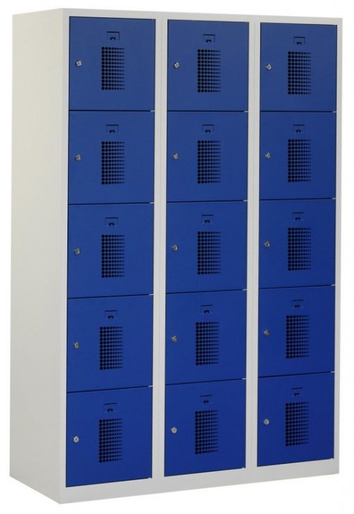 Premium locker 120cm breed, 3-koloms, 15-deurs