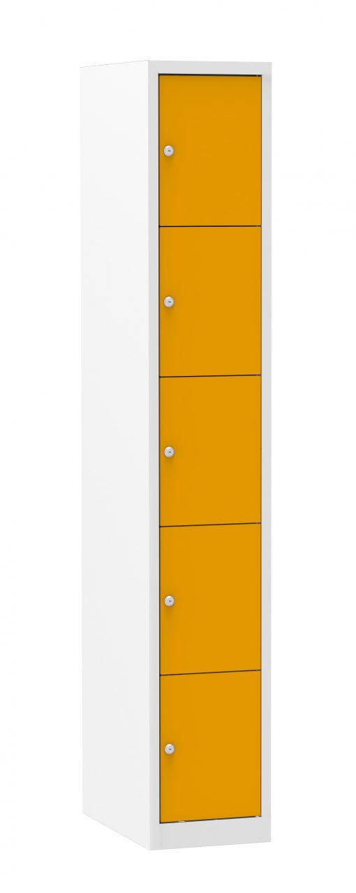 Multicolor locker kast 30cm. 1 kolom 5 deuren