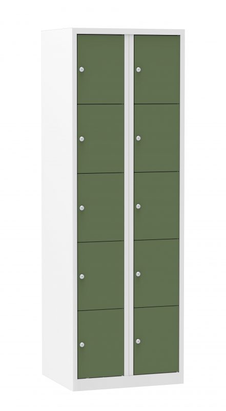 Multicolor locker kast 60cm. 2 kolommen 10 deuren