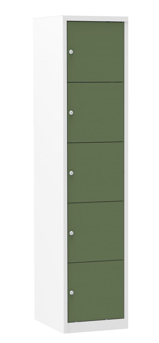 Multicolor locker kast 40cm. 1 kolom 5 deuren