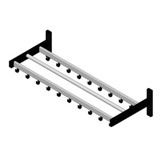 Dubbele wandkapstok met 19 jashaken