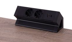Powerdock-zwart 2 x 230V - USB-A/C